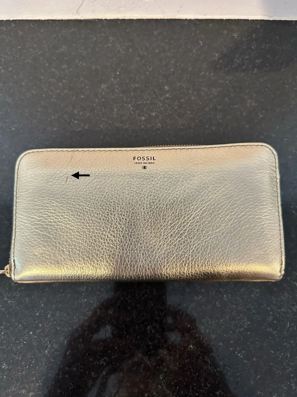 Fossil Metallic Gold Zip-Around Wallet